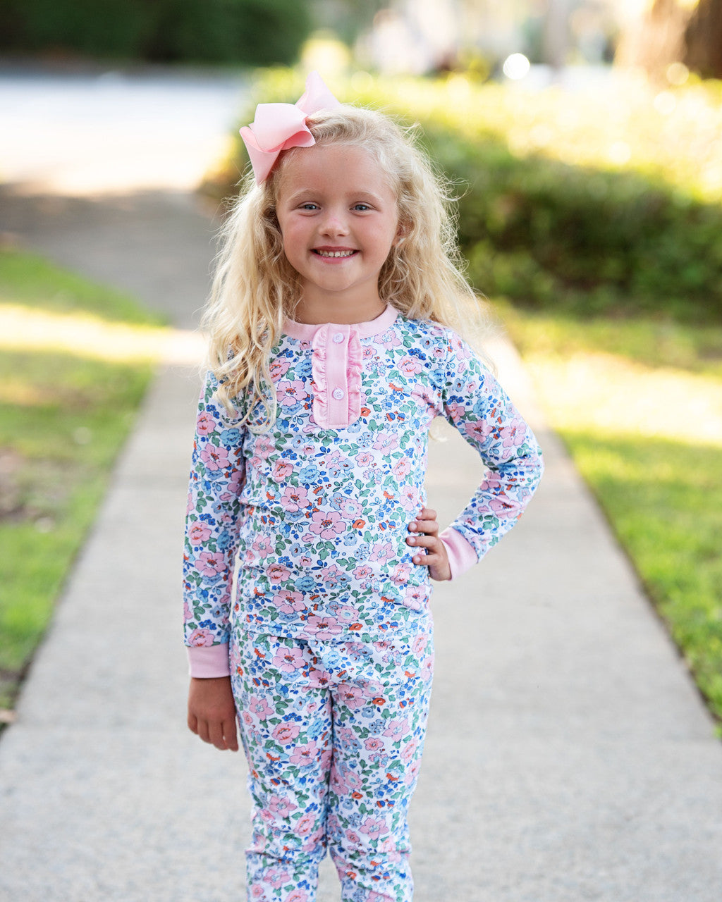 Pink And Blue Liberty Floral Knit Pajamas