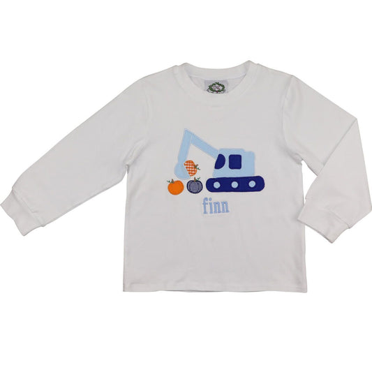 Knit Applique Pumpkins Excavator Shirt