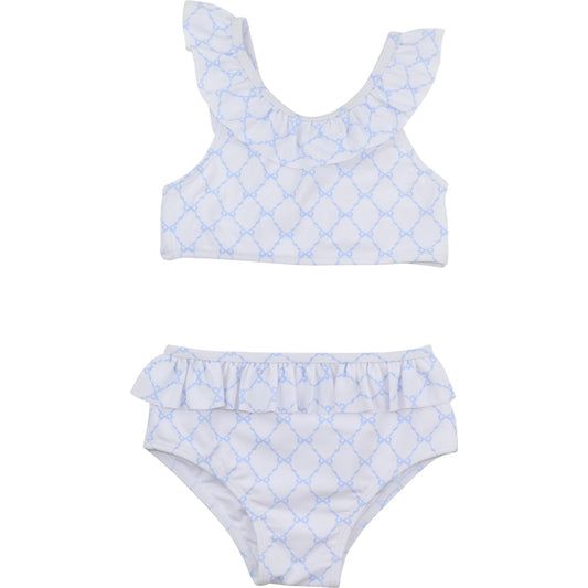 Blue Trellis Lycra Bikini