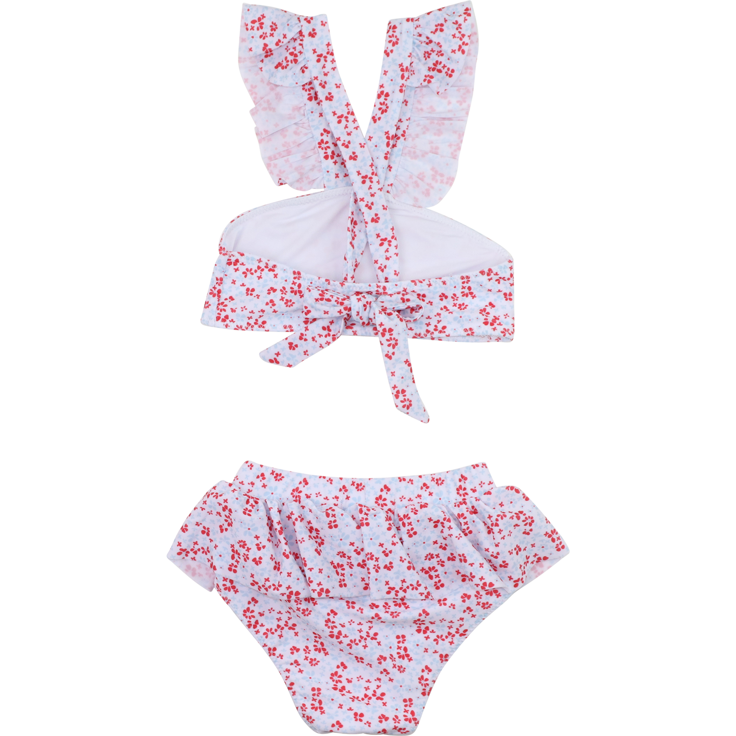 Red And Blue Floral Lycra Bikini