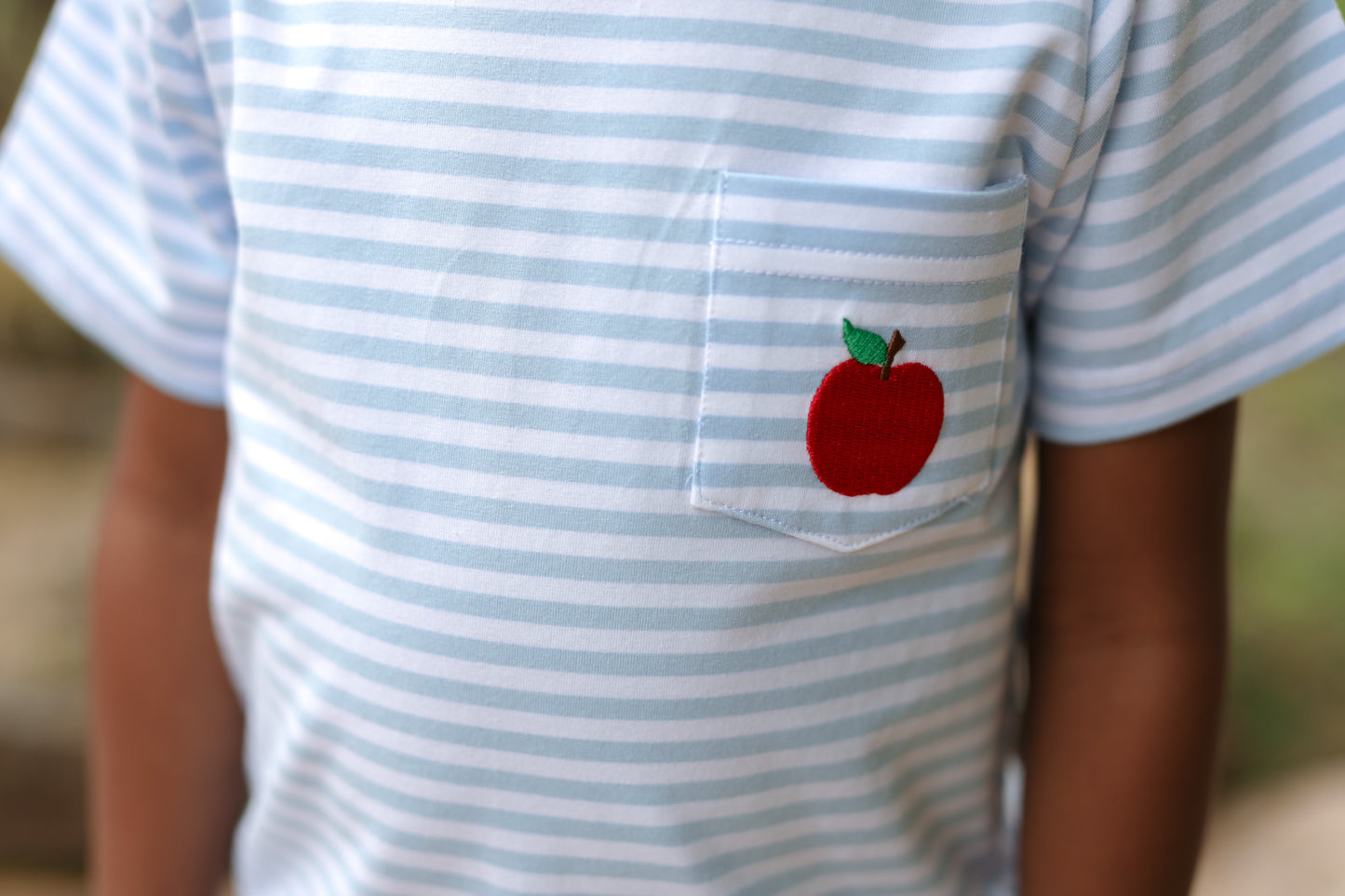 embroidered apple knit tee shirt