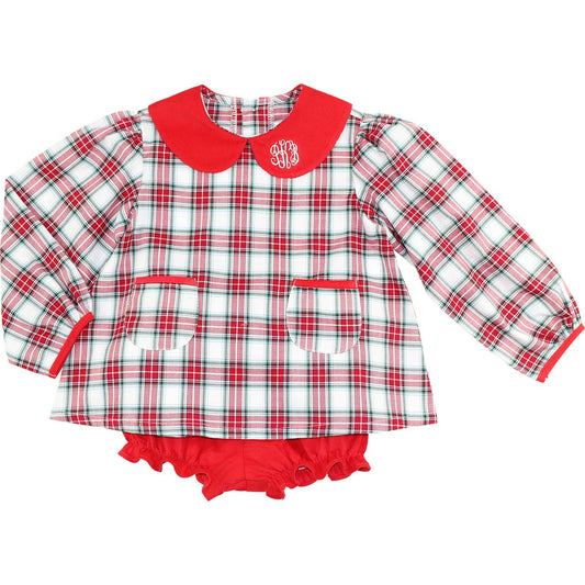 Red And Green Plaid Diaper Set