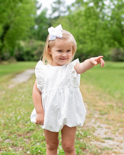 White Ruffle Eyelet Bubble