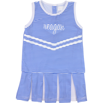 Blue Striped Lycra Tennis/Cheer Dress Size 8 Blue Striped Lycra Tennis/Cheer Dress Size 8