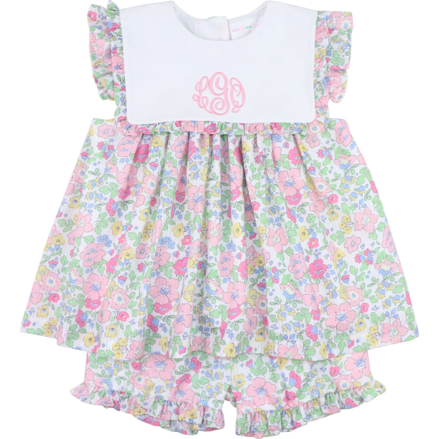 Pink Floral Seersucker Short Set