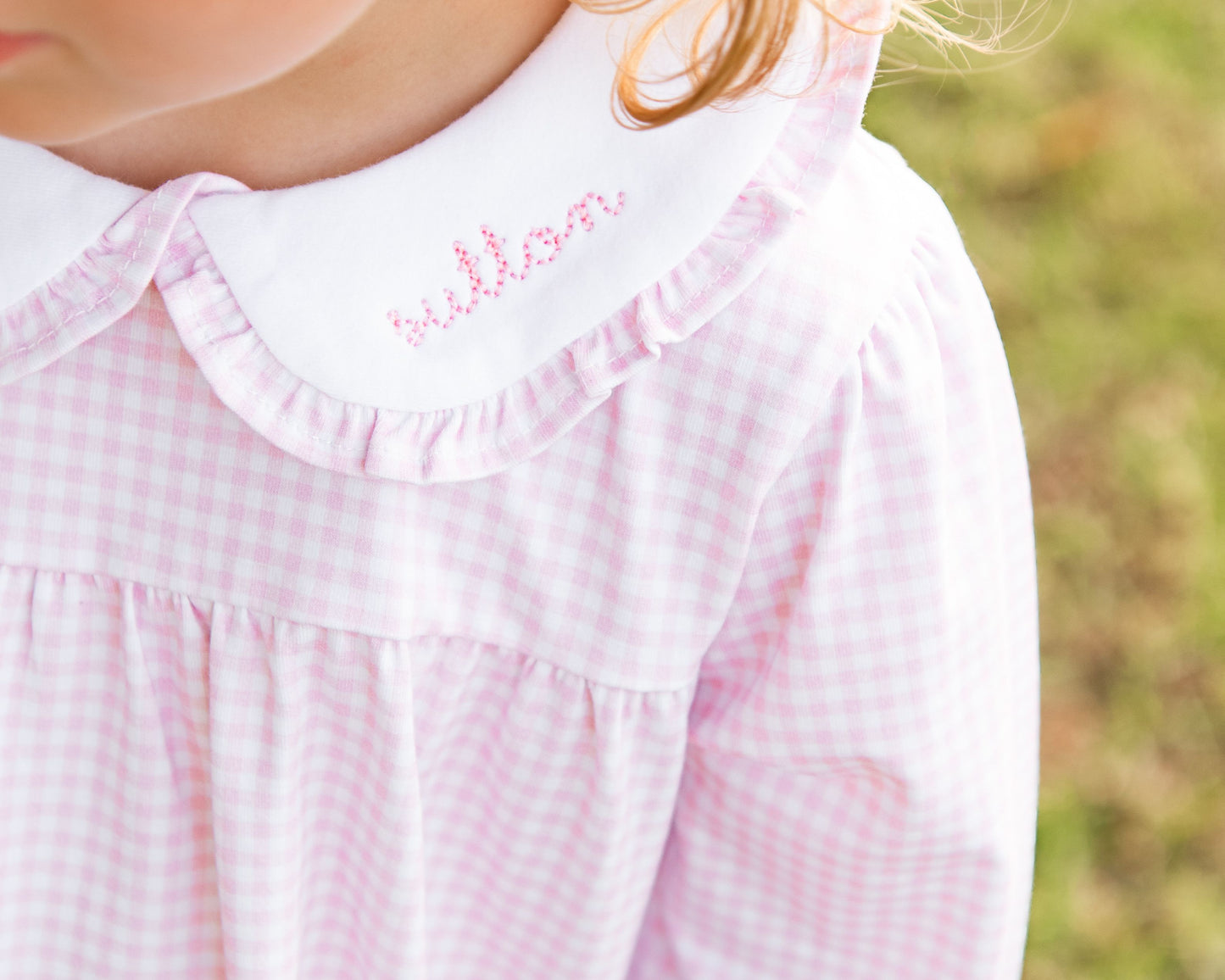 Pink Gingham Knit Diaper Set