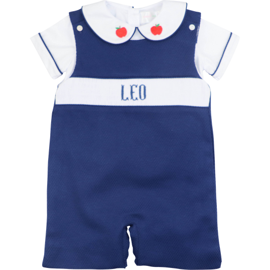 Navy Honeycomb Custom Smocked Back To School Jon Jon Set