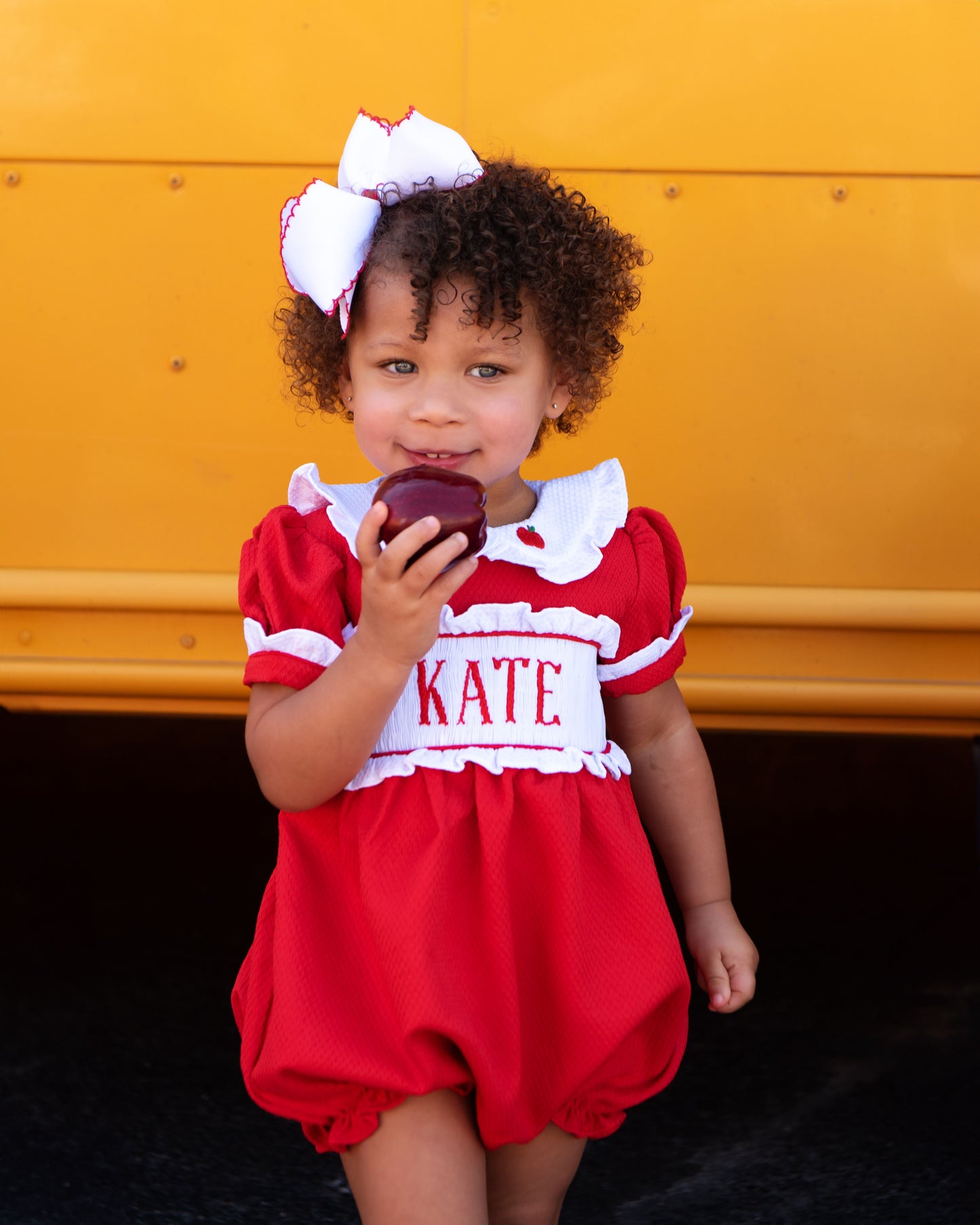 Red Honeycomb Custom Smocked Back To School Bubble