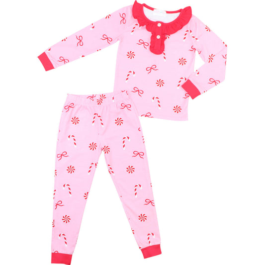 Pink Knit Christmas Candy Pajamas