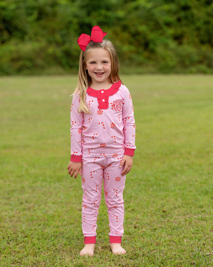 Pink Knit Christmas Candy Pajamas