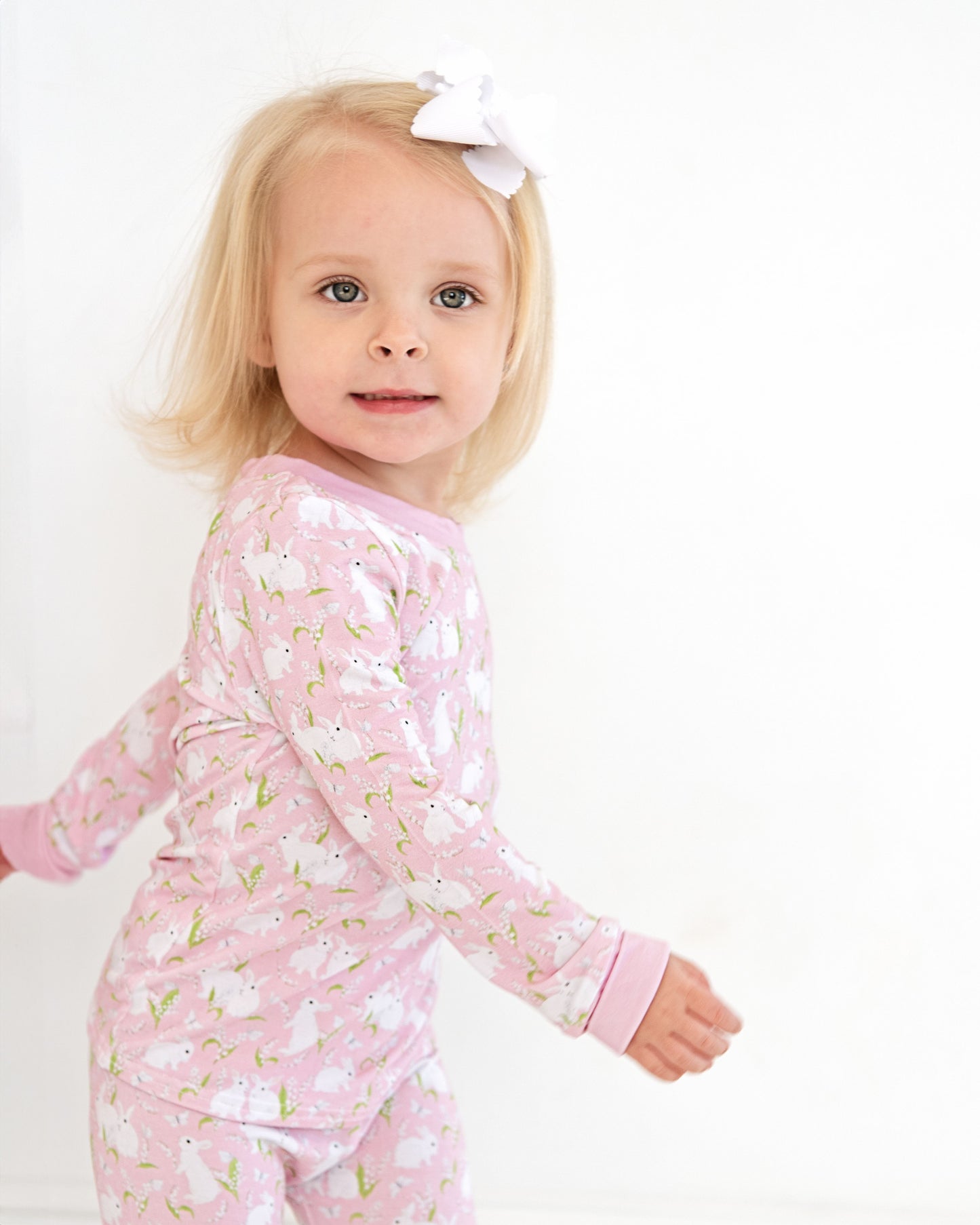 Floral Bunny Bamboo Knit Pajamas