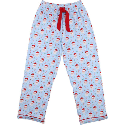 Blue Santa And Candy Cane Knit Pajama Pants