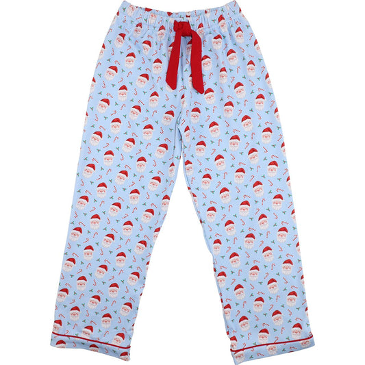 Blue Santa And Candy Cane Knit Pajama Pants