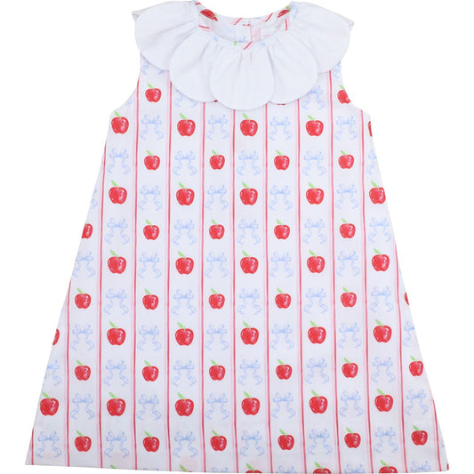 Blue And Red Apple And Bow Dress