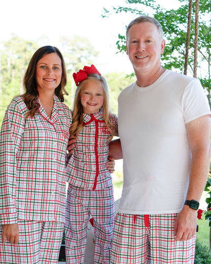 Women's Red And Green Plaid Windowpane Pajamas