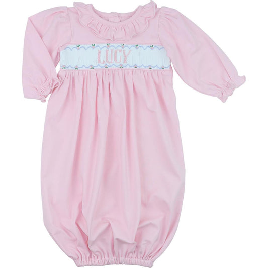 Pink Knit Custom Smocked Baby Gown