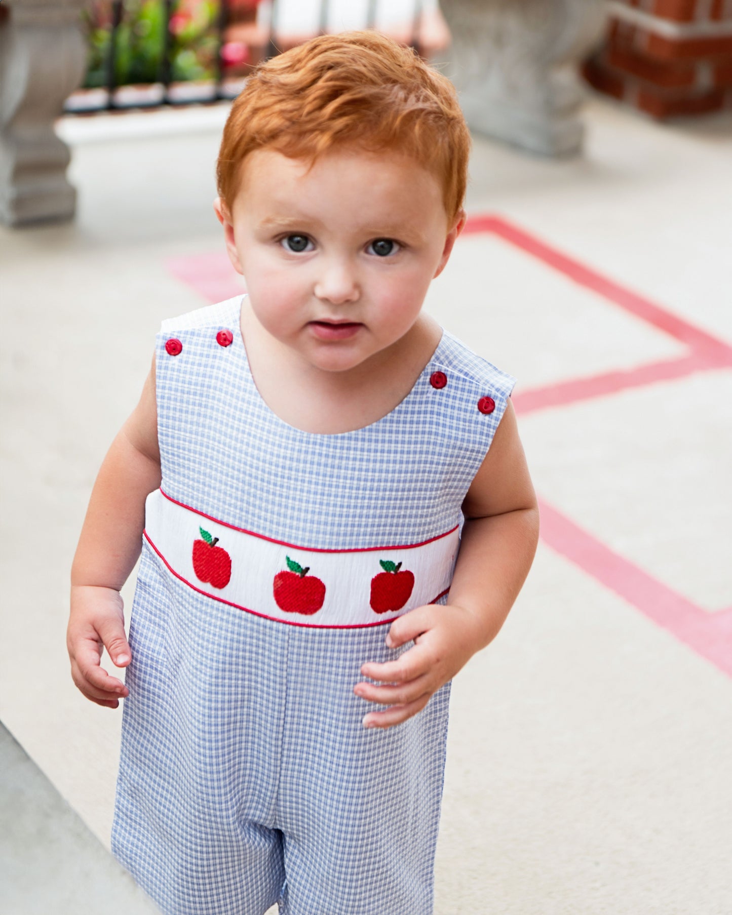 Blue Gingham Seersucker Smocked Apple Jon Jon