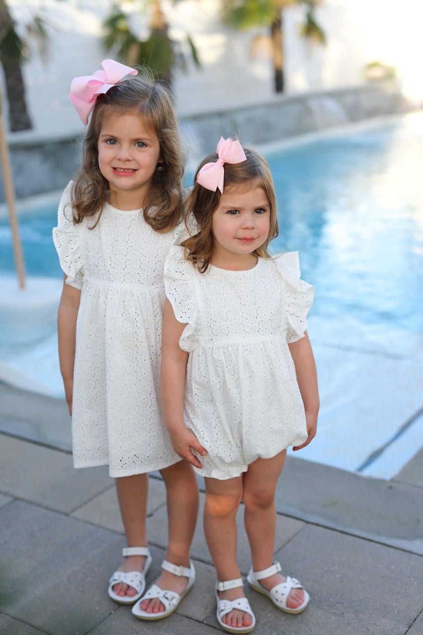 White Ruffle Eyelet Dress