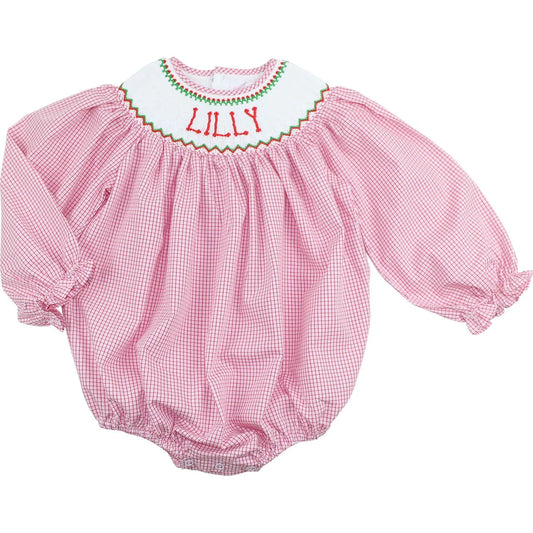 Red Windowpane Custom Smocked Bubble