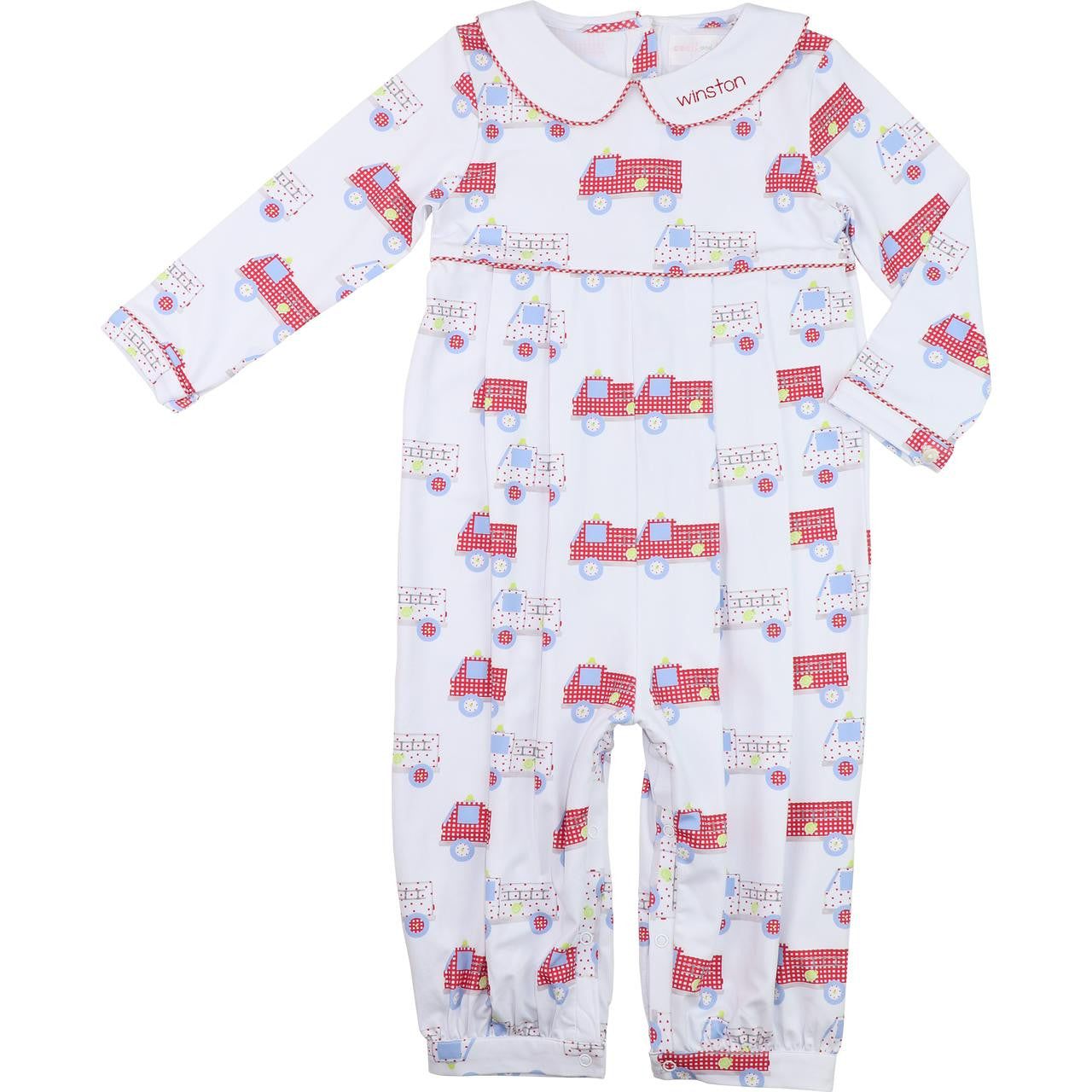 Firetruck Knit Long Romper
