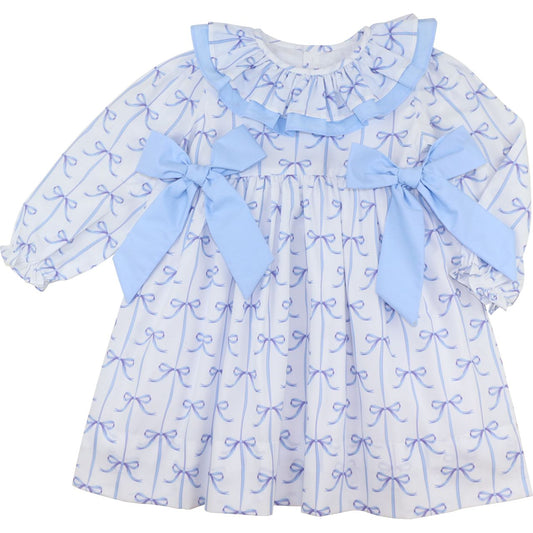 Blue Bow Ruffle Dress