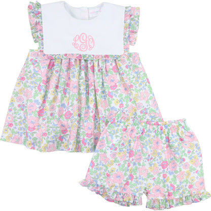 Pink Floral Seersucker Short Set