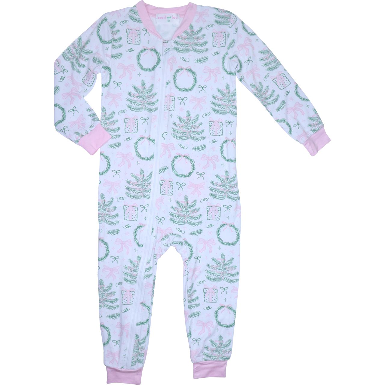 Christmas Wreaths Knit Zipper Pajamas