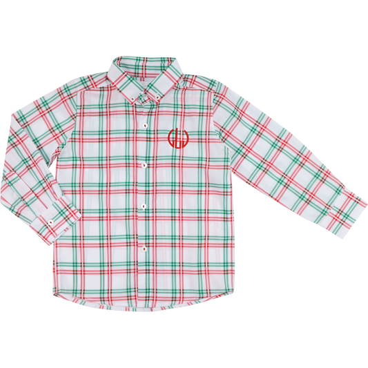 Green And Red Plaid Button Down Shirt