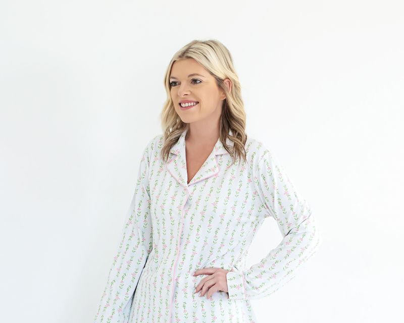  Ladies Pink And Green Floral Knit Pajamas  Cecil and Lou