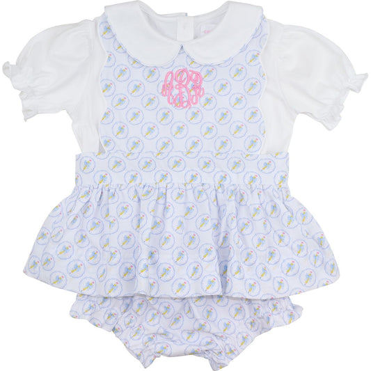 Blue Pencil And Bow Diaper Set