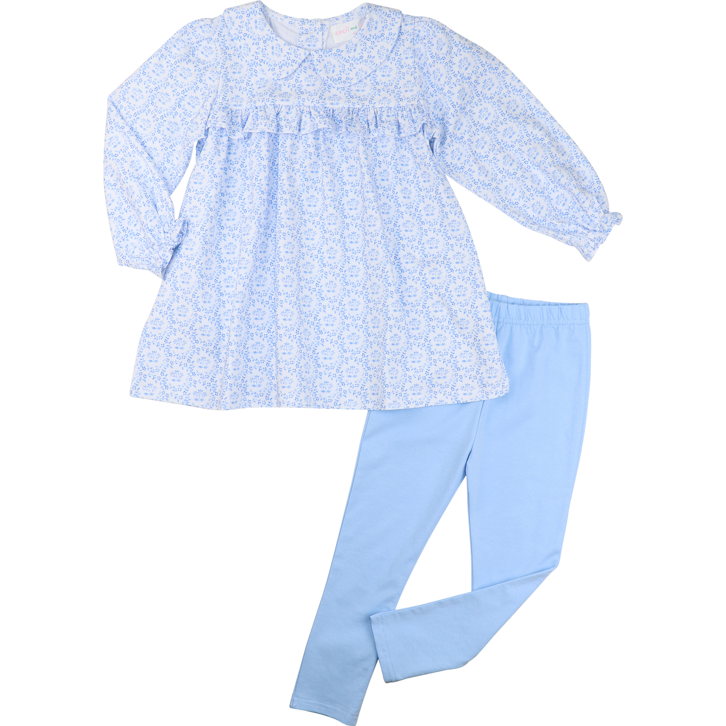 Blue Knit Petite Floral Legging Set