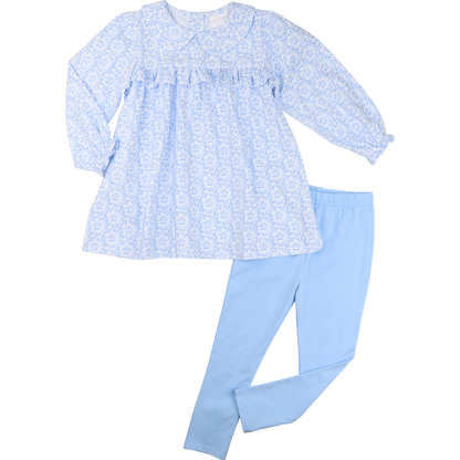 Blue Knit Petite Floral Legging Set