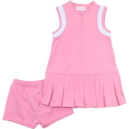 Pink Lycra Tennis Dress (Shorts Included)
