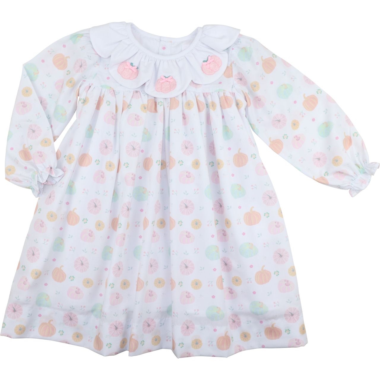 Pink Embroidered Pastel Pumpkins Dress