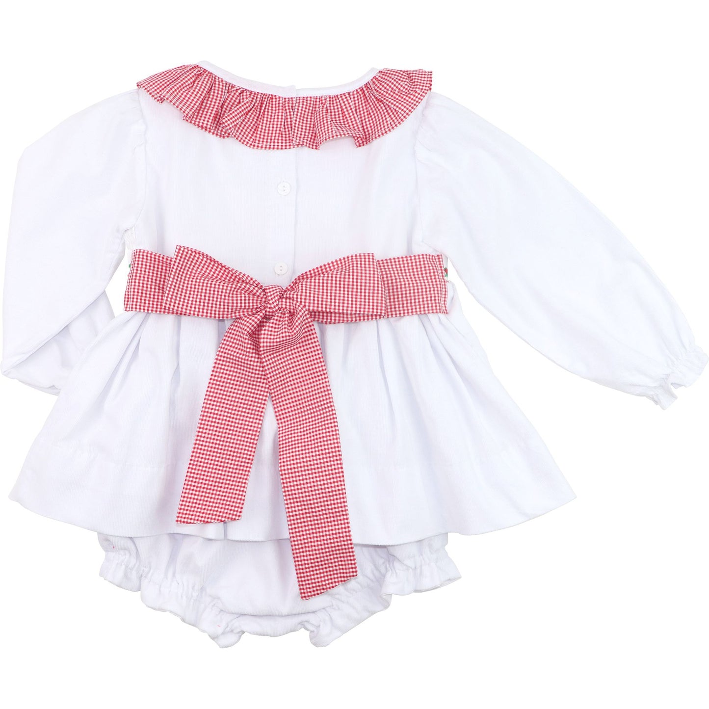 White Corduroy Custom Smocked Diaper Set