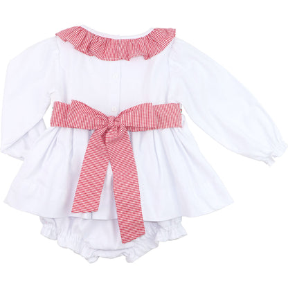 White Corduroy Custom Smocked Diaper Set