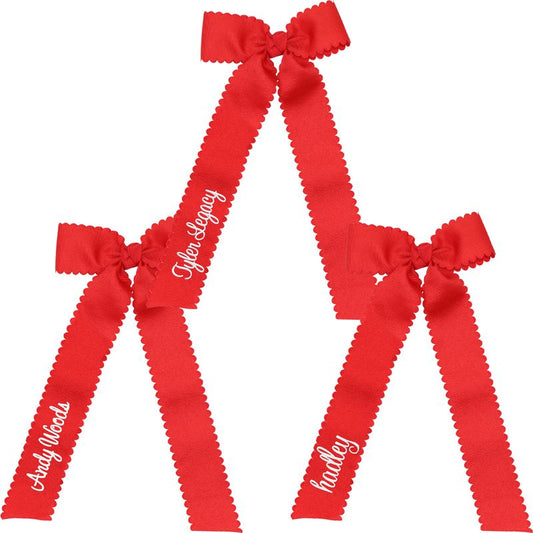 Red Monogrammed Streamer Bow