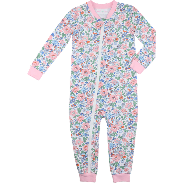 Pink And Blue Liberty Floral Knit Zipper Pajamas