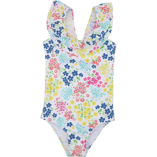 Multi Color Floral Lycra Swimsuit   Smocked Threads