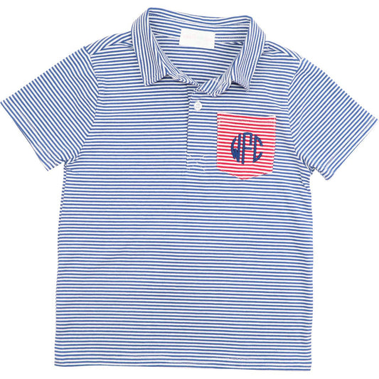 Navy And Red Knit Polo