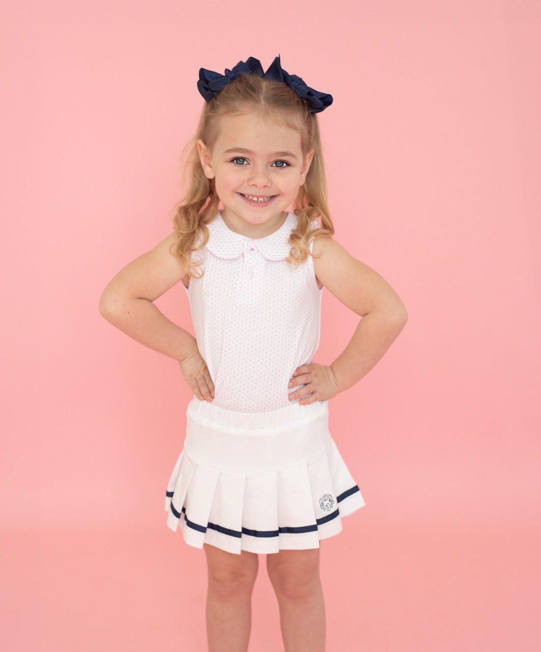 Navy And White Knit Tennis Skirt  Monogram