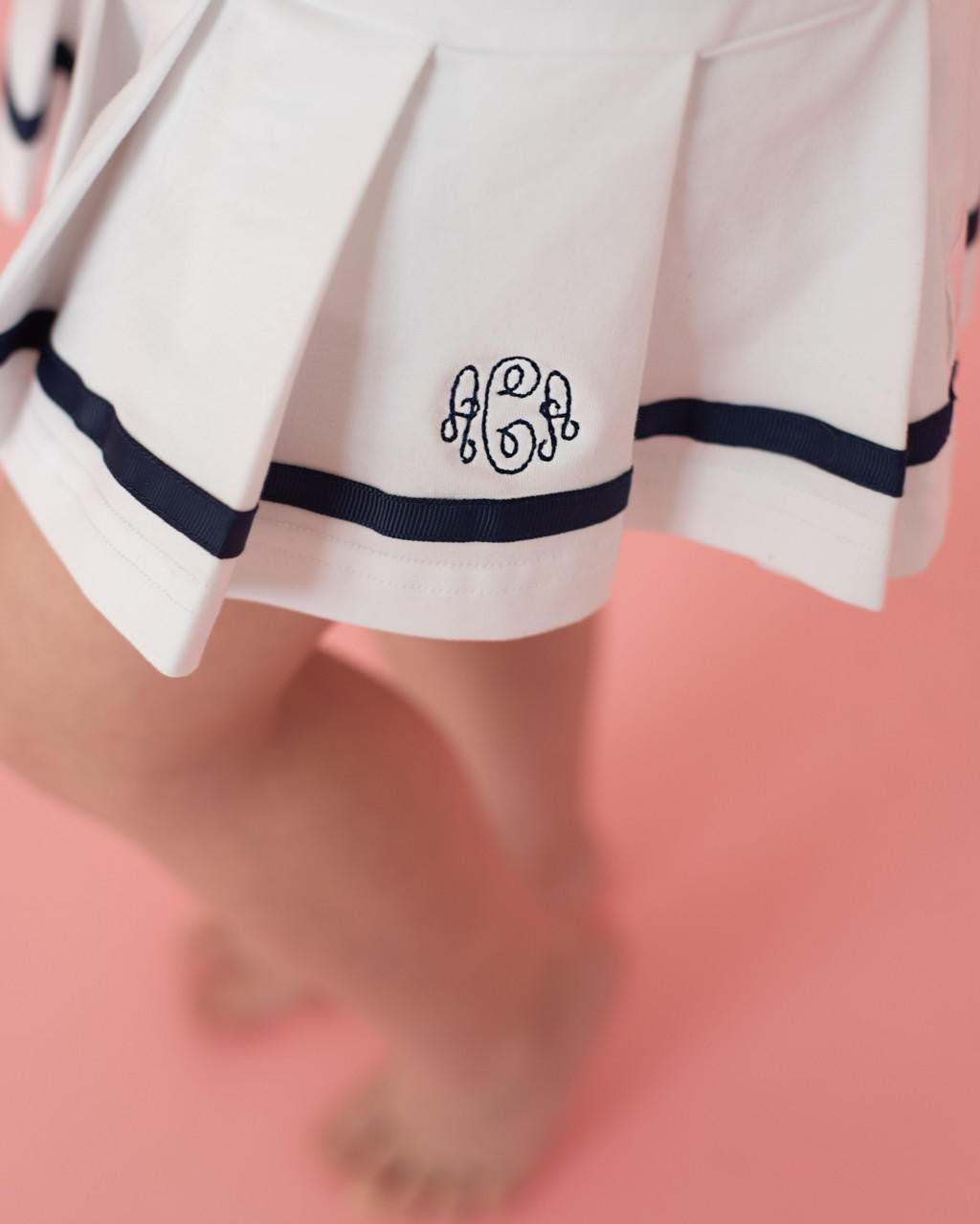Navy And White Knit Tennis Skirt  Monogram