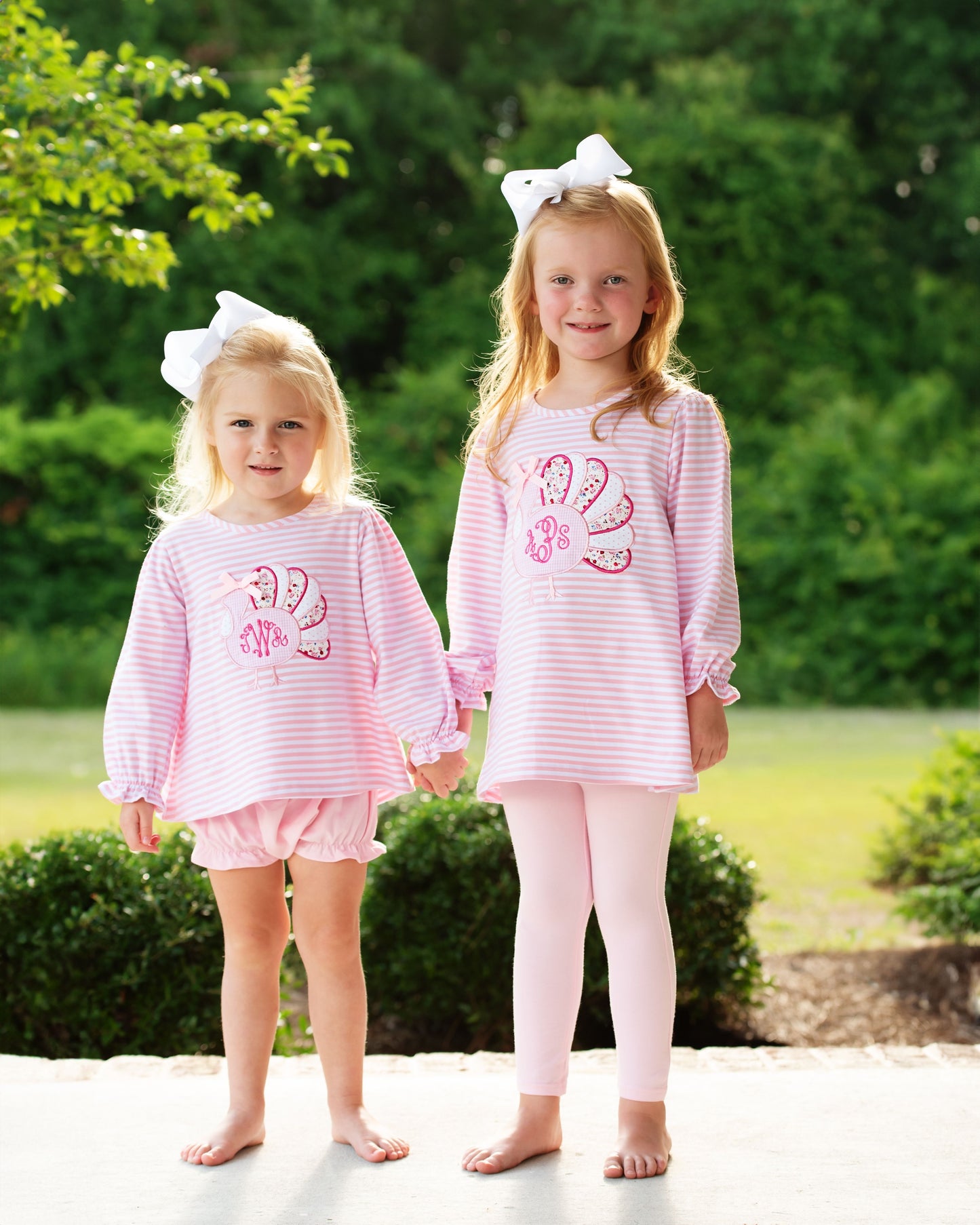 Pink Stripe Knit Applique Turkey Diaper Set