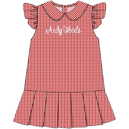Red Gingham Knit Tennis Dress