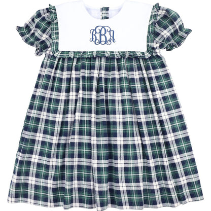 Navy And Green Plaid Flannel Dress