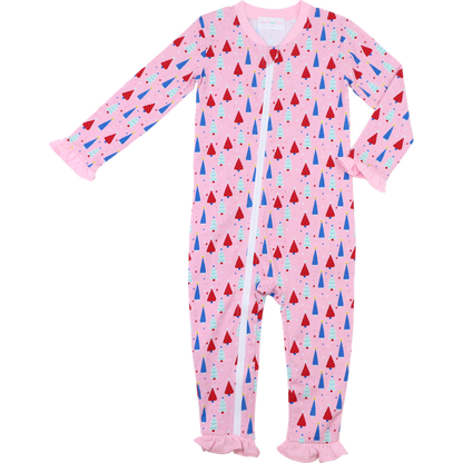 Pink And Red Knit Christmas Tree Zipper Pajamas