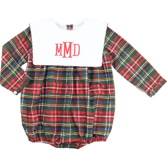 Green And Red Plaid Square Collar Bubble