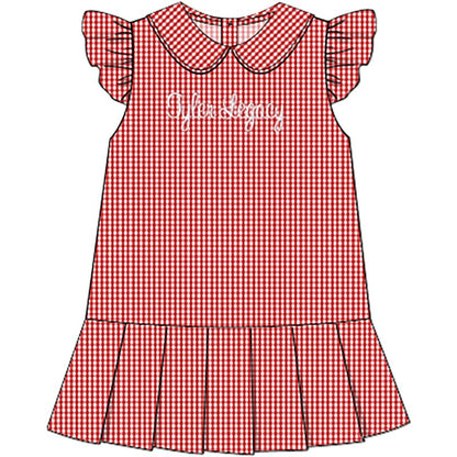 Red Gingham Knit Tennis Dress