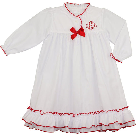 White And Red Ruffle Nightgown