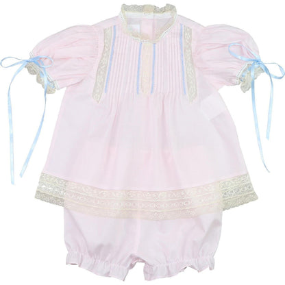 Pink And Blue Satin Vintage Lace Bloomer Set  Smocked Threads